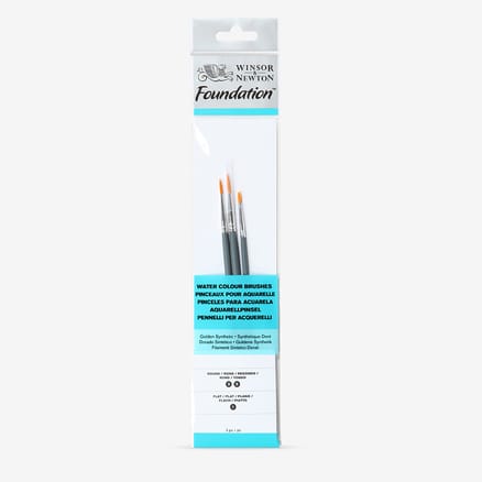 Winsor & Newton : Foundation Watercolour Brush Set : SH Round 3 & 5 Flat 1