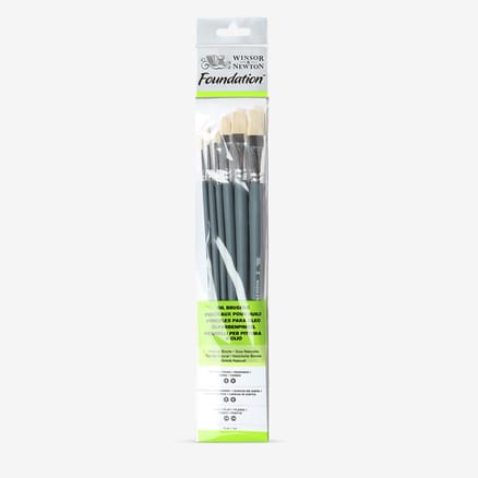 Winsor & Newton : Foundation Oil Brush Set : LH Round 3 & 6 Flat 10 & 14 Filbert 3 & 6