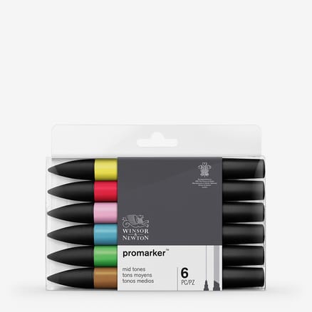 Winsor & Newton : ProMarker : Set of 6 : Mid Tones