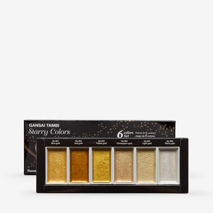 Kuretake : Gansai Tambi Japanese Watercolour : Large Pan : Set of 6 Starry Colours