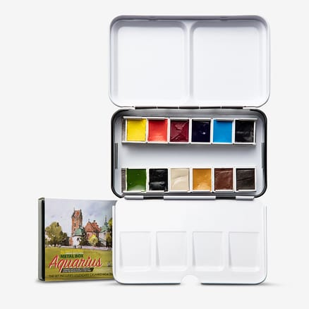 Roman Szmal : Aquarius : Watercolour Paint : Half Pan : Metal Tin : Urban Sketchers Set of 12
