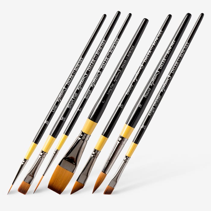 Pinceau Filbert DR System 3 Sh Sy67-10 - Pour Peinture, Poils Synthétiques, Manche Jaune Ergonomique