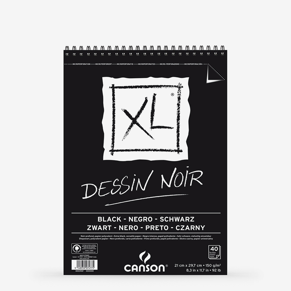 Canson : XL : Black : Spiral Pad : 150gsm : 40 Sheets : A4